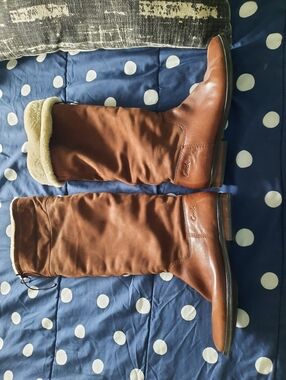 Coach Over The Knee Shearling Leather Boots